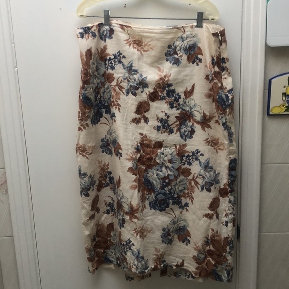 Abercrombie Linen Blend Column Midaxi Skirt (XL)  floral print slit summer - Picture 4 of 9